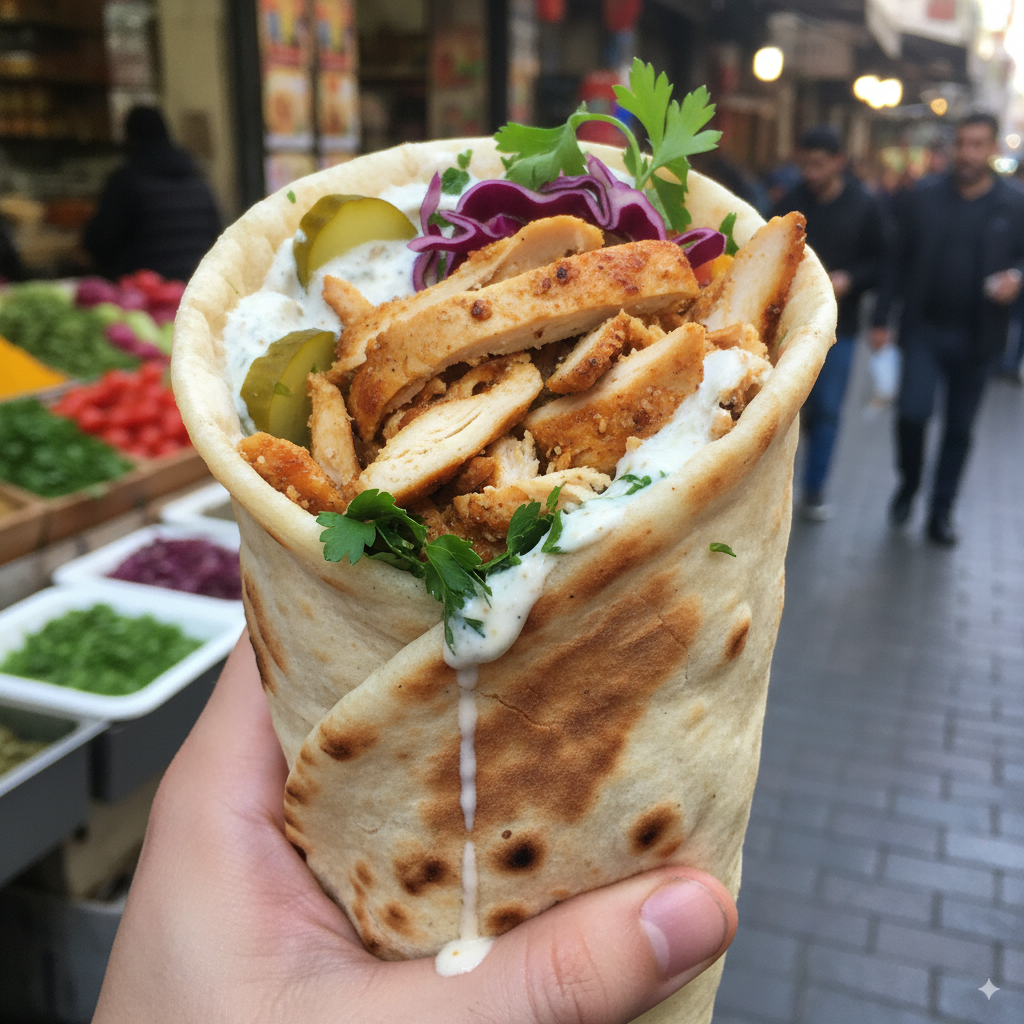 Chicken Shawarma Sandwich (Middle Eastern Marinated Chicken Wrap)