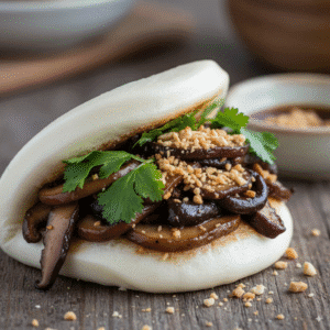 Gua Bao (Mushroom Version) (Taiwanese Steamed Bun with Mushrooms)