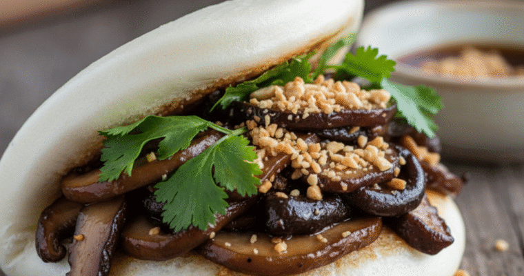 Gua Bao (Mushroom Version) (Taiwanese Steamed Bun with Mushrooms)