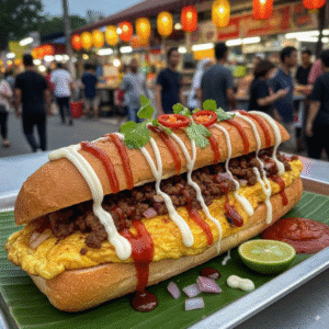 Roti John (Beef Version) (Malaysian Egg & Minced Beef Omelette Sandwich)